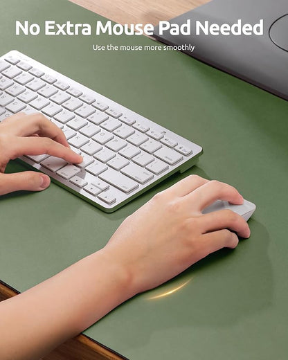 YSAGi Leather Desk Pad Protector, Office Desk Mat, Large Mouse Pad, Non-Slip PU Leather Desk Blotter, Laptop Desk Pad, Waterproof Desk Writing Pad for Office and Home (Bamboo Green, 23.6" x 13.8")