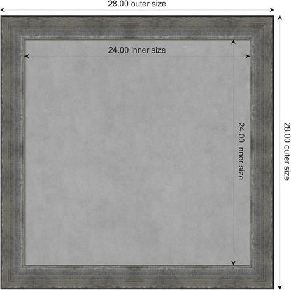 Amanti Art Silver Framed Magnetic Board 28x28 Medium Vision Board for use with Magnets, 100% Metal Sheet to Display Items as Office Decor or for Home Organization in mudroom, Kitchen or Kids Room