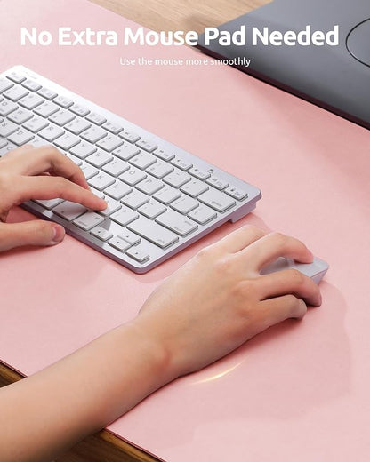 YSAGi Leather Desk Protector, Office Mat, Large Mouse Mat, Non-Slip PU Leather Blotter, Laptop Pad, Waterproof Writing Pad for Office and Home (Light Pink, 23.6" x 13.8")