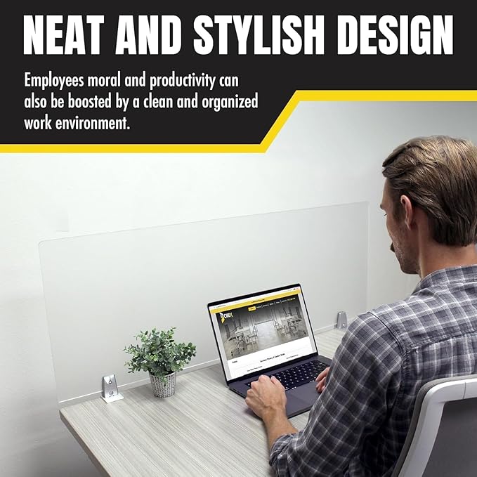 OBEX Clear Acrylic Desk Mounted Privacy Panel, 18" x 30", Clear