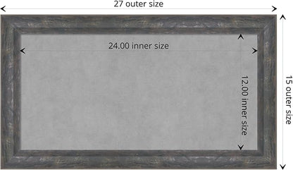 Amanti Art Grey Framed Magnetic Board 15x27 Small Vision Board for use with Magnets, 100% Metal Sheet to Display Items as Office Decor or for Home Organization in mudroom, Kitchen or Kids Room