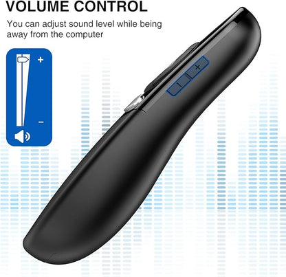 DINOSTRIKE 2 in 1 Type C and USB Presentation Clicker for Powerpoint Presentations,RF 2.4GHz Wireless Presenter Remote Slide Advancer with Volume Control for Mac Laptop Computer Office Classroom