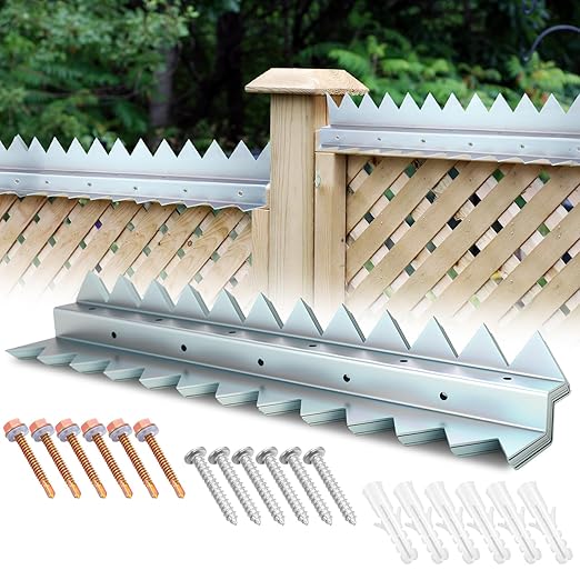 6-Pack 16 in Anti Climb Spikes Heavy Duty Galvanized Steel Fence Wall Spikes Outdoor Cat and Bird Deterrent Prongs Intruder Deterrent Security Supplies for Outdoor Walls Garden Fences Gates