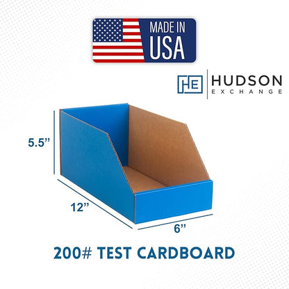 Hudson Exchange 6x12x5.5" (100 Pack) Corrugated Parts Bin Box For Storage & Organization, Blue