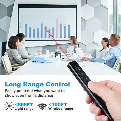 (2 Units) Wireless Presenter Remote, Presentation Clicker with Hyperlink & Volume Remote Control PowerPoint Office Presentation Clicker for Keynote/PPT/Mac/PC/Laptop