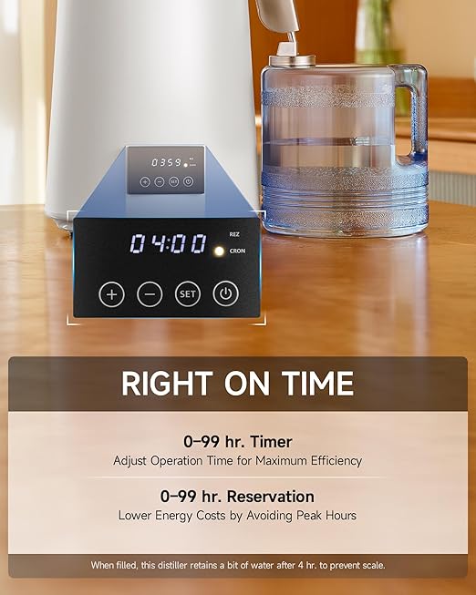 CO-Z 1.1 Gallon Water Distiller, 4L Distilled Water Machine with Timer & Reservation, 750W Distilled Water Maker for Drinking Water Purification, Countertop Water Distiller for Home Office Travel More