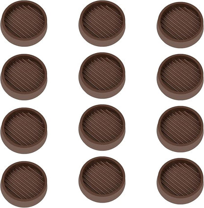 VOCOMO 2X2 Round Rubber Caster Cups, Non Slip Furniture Pads, Anti-Slip Gripper, Anti Skid Furniture Feet, Anti Slide Floor Protector for Bed Couch Table Chair Stoppers (Brown, 12 Pack)