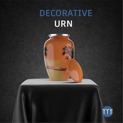 Modern Memorials Cremation Urn for Ashes - Large Urn for Man & Women - 200 Cubic Inches - Includes Velvet Storage Bag - Safari Style