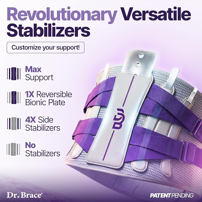 DR. BRACE® Lower Back Brace for Men & Women for Lower Back Pain Relief, Revolutionary Versatile Splints System & Removable Lumbar Pad, Adjustable & Breathable Back Support Brace (29.5-35.4″)