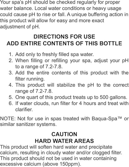 Pool Mate 1-Quart Premium pH Balancer for Hot Tubs, Stabilizes pH to The Correct Range, Made in USA