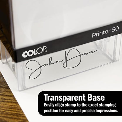 COLOP Extra Large Size Self Inking Custom Signature Stamp - Choose from 15 Ink Colors