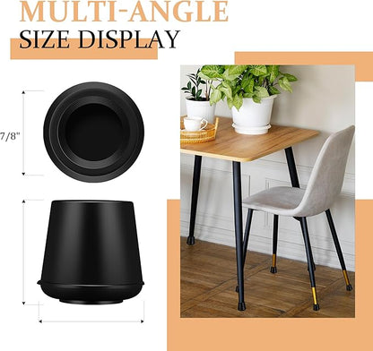 VOCOMO 7/8" Round Rubber Chair Leg Tips Caps, Chair Leg Floor Protectors Furniture Legs Caps Non Slip Reduce Noise for Hardwood Floors (Black, 12 Pack)