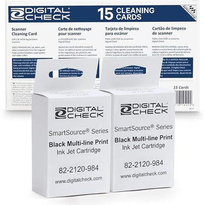 Triplenet Pricing Ink Cartridge Bundle with 2 Black Multi-Line Print 82-2120-984 and 15 Scanner Cleaning Cards and Sheets, Ideal Bundle for Businesses Needing Reliable C6GQRY55T9