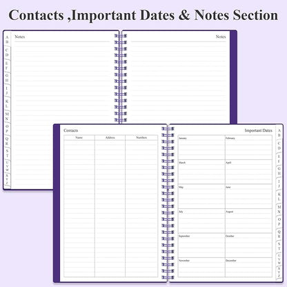 Address Book with Alphabetical Tabs - A5 Telephone & Address Book with Address Contacts, Special Date, Phone, Birthday & Internet Login Password for Home and Office, 6.2" x 8.5", Purple