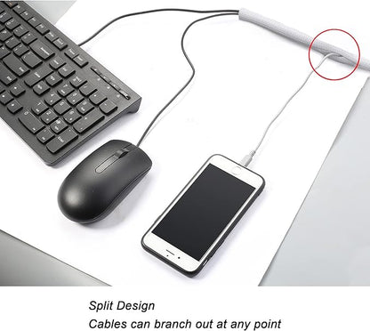 CrocSee 25ft - 3/4 inch Braided Cable Management Sleeve Cord Protector - Self-Wrapping Split Wire Loom for TV/Computer/Home Theater/Engine Bay - White