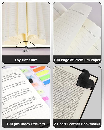 Hardcover Executive Notebooks, A5 PU Leather Lined Journal Notebook, 200 Pages Thick Paper Subject Notebooks for School,Work,Home Writing Business Notebook, Diary Book ，Skull Guitar Huichol