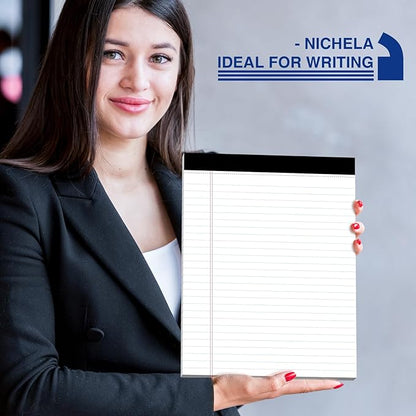 6-Pack Legal Pads 8.5"x11" Wide Ruled Note Pads - 300 Sheets (50/Pad) with Micro-Perforated Notepad & Chipboard Backing To-Do Lists Thick Lined Writing Paper Notebook for School & Office Supplies