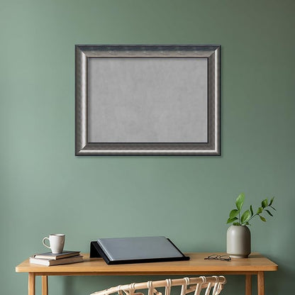 Amanti Art Silver Framed Magnetic Board 26x34 Medium Vision Board for use with Magnets, 100% Metal Sheet to Display Items as Office Decor or for Home Organization in mudroom, Kitchen or Kids Room
