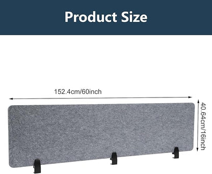 2pcs Privacy Panel, Standing Desk Divider 60"x16" Desktop Office Furniture Partitions, Clamp-On Acoustic Desk Divider Mounted Privacy Panel to Reduce Noise and Visual Distractions (Light Grey)