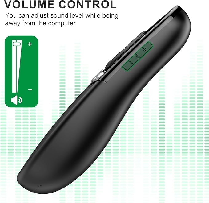 DINOSTRIKE USB A and USB C Presentation Clicker Green Light, RF 2.4GHz Wireless Presenter Remote Powerpoint Clicker Slide Advancer for Mac Laptop Computer Office Classroom