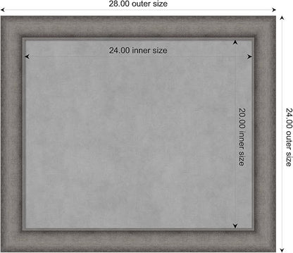 Amanti Art Grey Framed Magnetic Board 24x28 Medium Vision Board for use with Magnets, 100% Metal Sheet to Display Items as Office Decor or for Home Organization in mudroom, Kitchen or Kids Room
