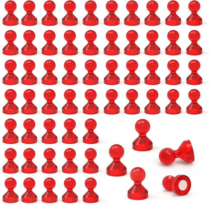 MHDMAG Magnetic Push Pins Powerful Push Pin Magnets for Fridge Whiteboards Calendars Maps in School & Office Pack of 60,Red