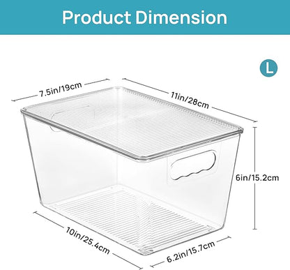 Vtopmart 10 Pack Clear Stackable Storage Bins with Lids, Large Plastic Containers with Handle for Pantry Organizer and Storage,Perfect for Kitchen,Fridge,Cabinet, Closet,Bathroom Organization