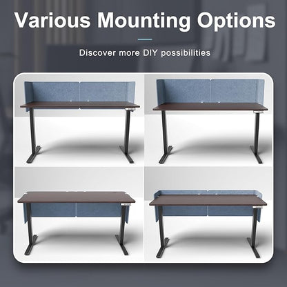ERGO COLLECT Desk Privacy Panel,2PCS L-Shaped Clamp-On Office Desk Divider,2-in-1 Adjustable Acoustic Desktop Partition Or Under Desk Modesty Screen,for Office,Home,Felt(Blue, 47.2" x 17.7")