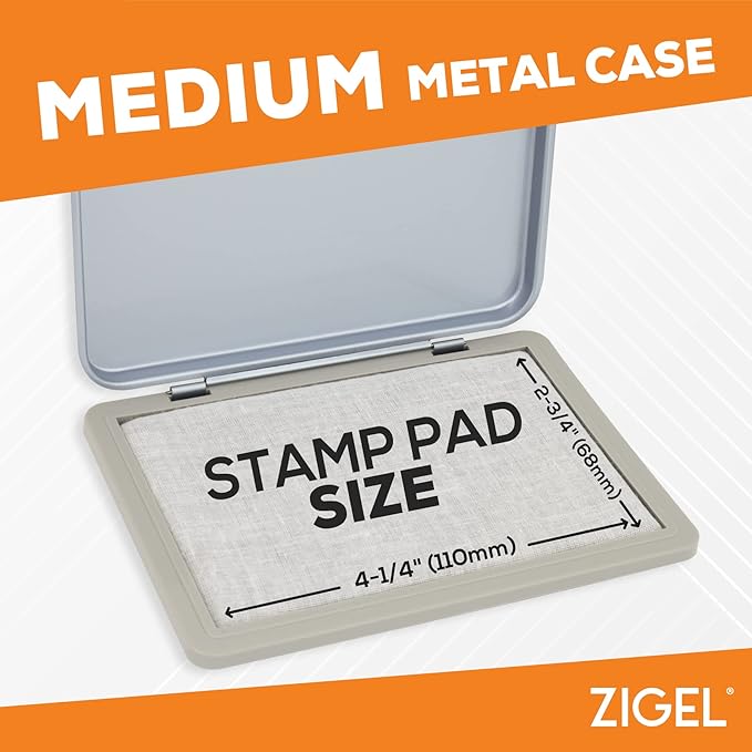 Metal Case Stamp Pad Medium Size, Purple Color - Size: 3" x 4" - Choose from 15 Ink Colors