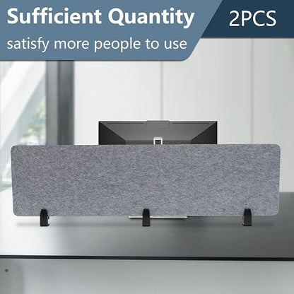 2pcs Privacy Panel, Standing Desk Divider 60"x16" Desktop Office Furniture Partitions, Clamp-On Acoustic Desk Divider Mounted Privacy Panel to Reduce Noise and Visual Distractions (Light Grey)
