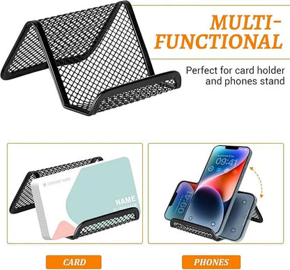 EMOMAS Business Card Holder for Desk, Office Desktop Business Card Display Holder, Mesh Business Card Holder, Desk Accessories for Women and Men,Black ( 3 Pack )
