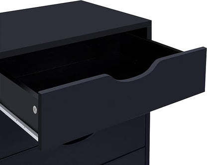 Naomi Home Bianca 9-Drawer Craft & Office Storage Cabinet, Black – Ultimate Rolling Organizer for Arts & Files, Ample Space in Compact Form, 15.7" D x 18.9" W x 39.3" H