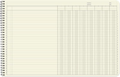 BookFactory Accounting Ledger Notebook/Large 8 Column Accounting Ledger Columnar (Eight Columns) Log Book - 17'' x 11'', 100 Pages, Wire-O Landscape Format (Made in USA)