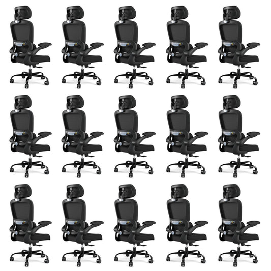 ( Black Pack of 15) Office Chair Ergonomic Desk Chair, 330 LBS Home Mesh Office Desk Chairs with Wheels, Comfortable Gaming Chairs
