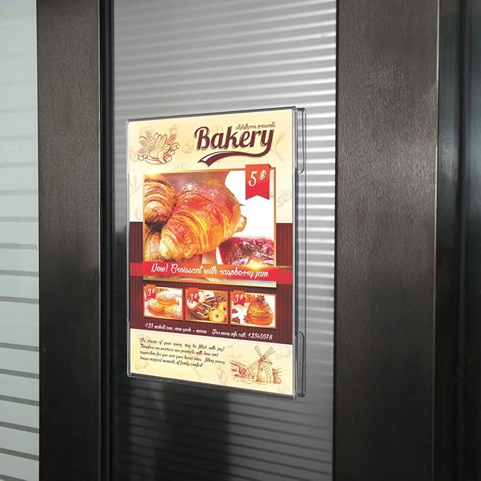 Niubee 6 Pack Acrylic Sign Holder 11 x 17 inches Wall Mount Sign Holders Clear Acrylic Frame with Double Sided Tape Clear Poster Frames Plastic Sign Holder for Office, Home, Restaurant, Vertical