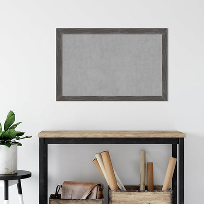 Amanti Art Grey Framed Magnetic Board 23x35 Large Vision Board for use with Magnets, 100% Metal Sheet to Display Items as Office Decor or for Home Organization in mudroom, Kitchen or Kids Room