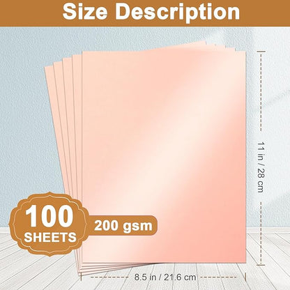 Silunkia 100 Sheets Pink Shimmer Cardstock 8.5 x 11 Crafts Paper, 200gsm/75lb Glossy Paper Card Stock for DIY Cards Making, Valentine's Day Cards, Wedding Invitations, Menus