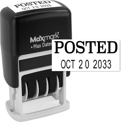 MaxMark Self-Inking Rubber Date Office Stamp with Posted Phrase & Date - Black Ink (Max Dater II), 12-Year Band