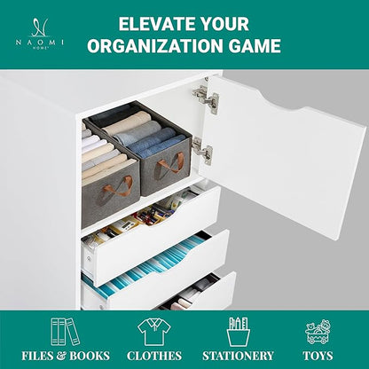 Naomi Home Carly 6-Drawer Craft & Office Storage Cabinet – Rolling Storage Drawers with Lockable Casters, Compact for Craft Rooms, Offices, Under Desk, 18.8" D x 15.7" W x 41.3" H