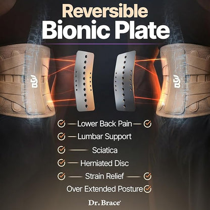 DR. BRACE® Lower Back Brace for Men & Women for Lower Back Pain Relief, Revolutionary Versatile Splints System & Removable Lumbar Pad, Adjustable & Breathable Back Support Brace (29.5-35.4″)