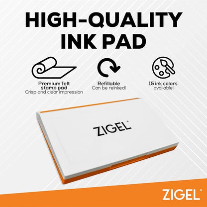 Plastic Case Stamp Pad Large Size, Orange Color - Size: 4" x 7" - Choose from 15 Ink Colors