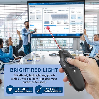 [2 in 1 USB C + Rechargeable] Presentation Clickers, Powerpoint Clicker Wireless Presenter Remote, Presentation Pointer PPT Slideshow Advancer Remote Control Slide USB Clicker for Computer, Mac
