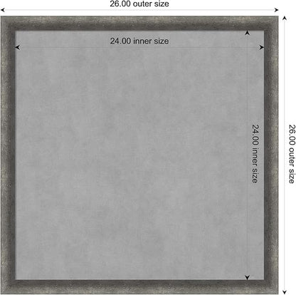 Amanti Art Grey Framed Magnetic Board 26x26 Medium Vision Board for use with Magnets, 100% Metal Sheet to Display Items as Office Decor or for Home Organization in mudroom, Kitchen or Kids Room