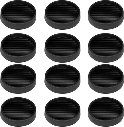 Non Slip Furniture Pads, 2.5” Round Rubber Caster Cups, 12 Pcs Furniture Coasters, Anti-Slip Gripper, Anti Slide Furnitures Feet Floor Protectors for Bed Couch Stoppers - Black