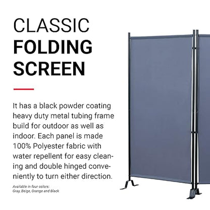 Proman Products - Galaxy Section Divider, Water Repellent Fabric Room Divider with Black Powder Coated Metal Frame for Indoors or Outdoors (Grey)