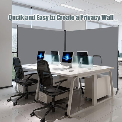 Room Divider Single Panel Privacy Screen, 71''x72''H Large Divider for Room Separation, Thickened Fabric 6FT Room Divider Wall Screen for Bedroom Office School, Portable Partition Room Dividers, Grey