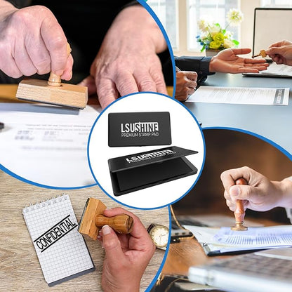 Large Stamp Pad, 6.1 x 3.4 Inch Black Ink Pad Premium Quality Felt Pad Rubber Stamp Ink Pad for Office, Home