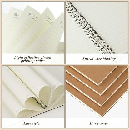 Leelosp 12 Pack Small Spiral Notebook 5 x 7 Inch Lined College Ruled Spiral Journal Wire Bound Notebook Kraft Cover, 120 Pages for Work Students Office Business(Brown)