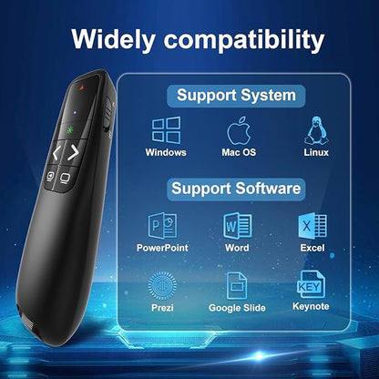 Presentation Clicker for PowerPoint, Wireless Presenter Remote Green Laser Pointer Computer Clickers, USB A Project Power Point PPT Clicker for Mac Laptop Office, Slideshow Google Slide Advancer