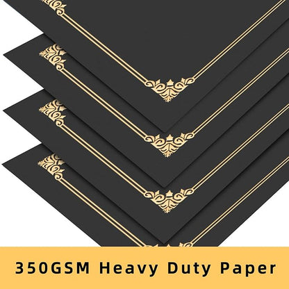 HAUTOCO 10 Pcs Certificate Holders, Black Diploma Folders Document Covers with Gold Foil Border for Letter Size 8.5x11 Cardstock, Award, Graduation